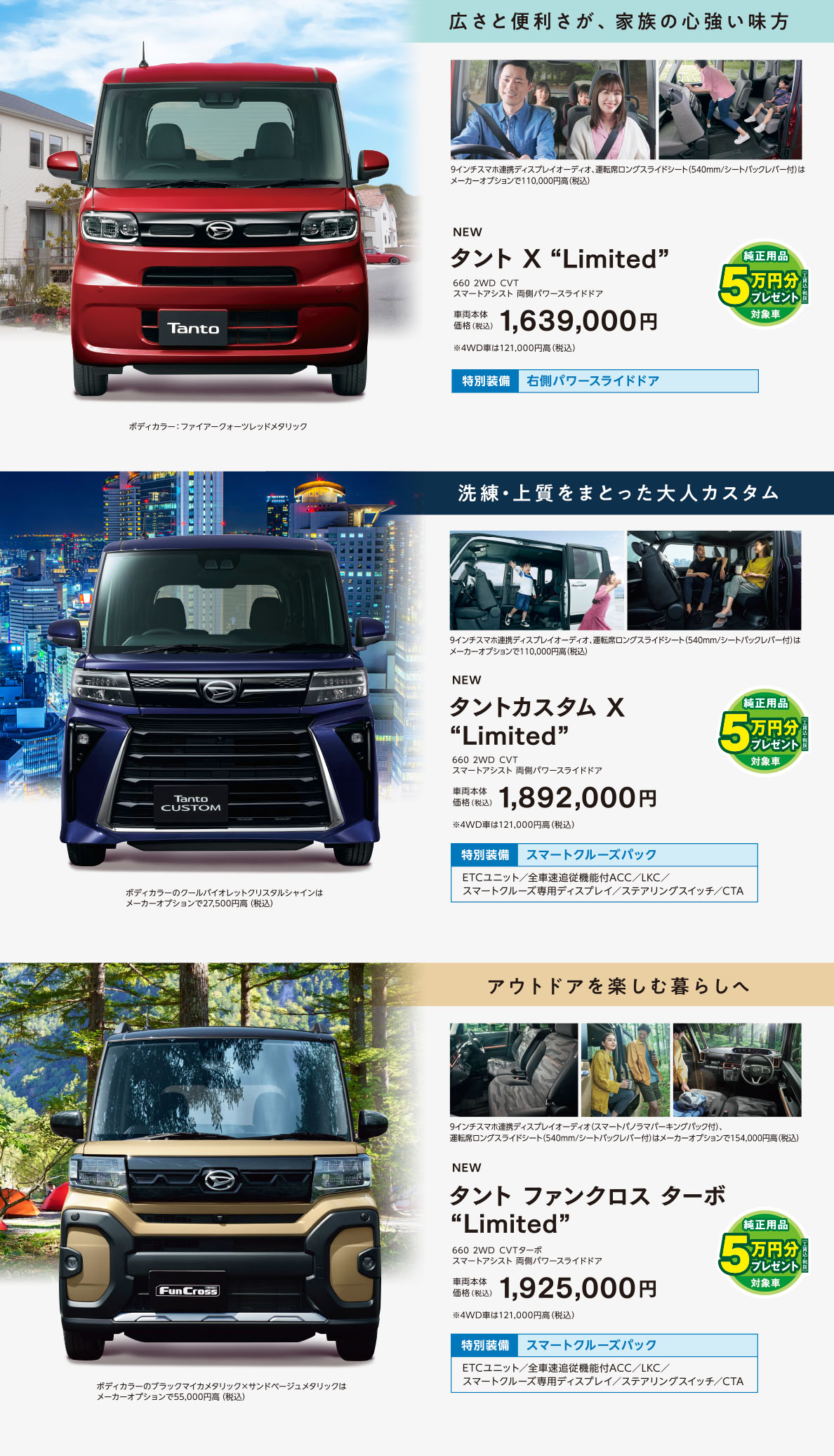 タント、タントカスタム、タントファンクロス